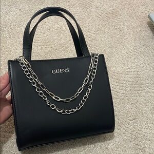 GUESS Black Handbag with Silver Chain